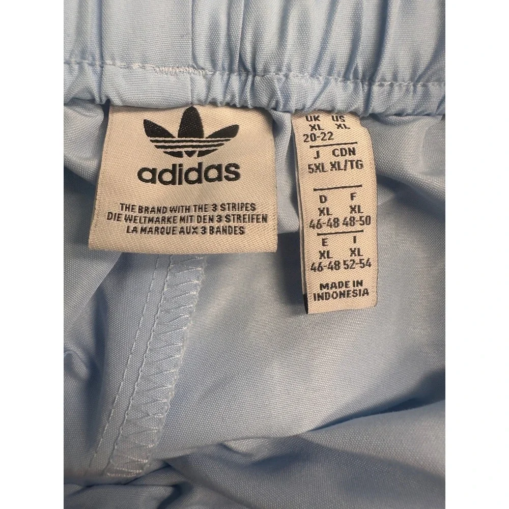 Adidas Essentials Wide Hem Woven Cargo Pants Womens XL Clear Sky Blue Cinch Leg
